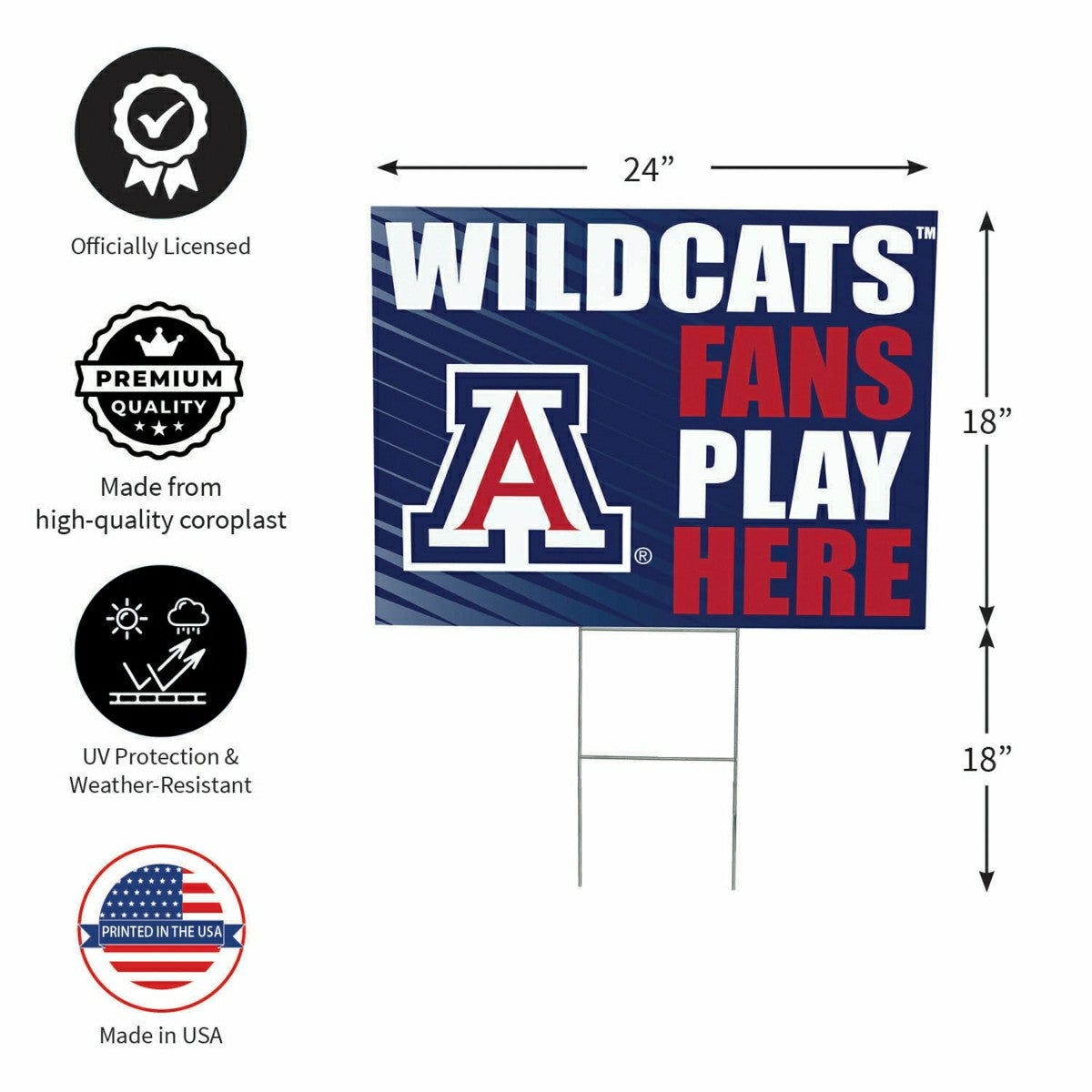 University of Arizona Coroplast Yard Sign "Fans Play Here", Collegiate, Home
