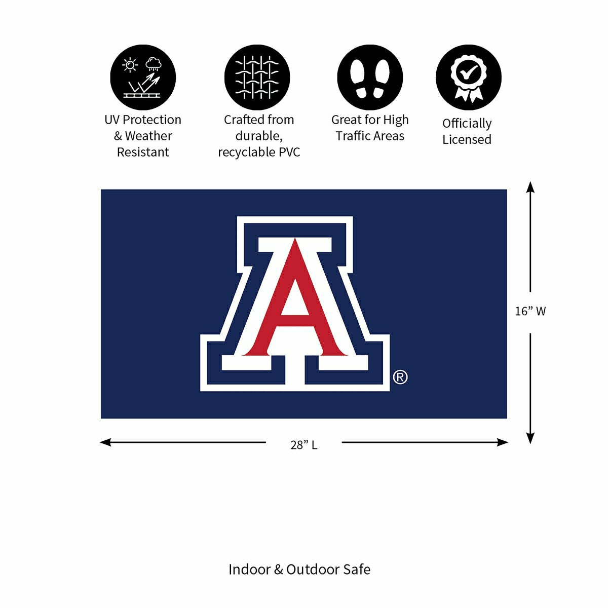 Full Color PVC Mat, 16" x 28", University of Arizona, Collegiate