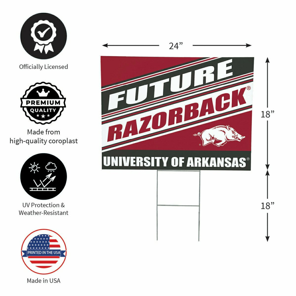 University of Arkansas Coroplast Yard Sign, Future Student, Collegiate, Home