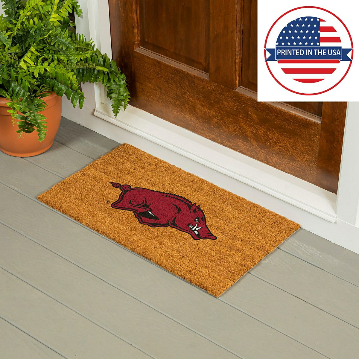 Coir Mat, 16"x28", University of Arkansas, Collegiate