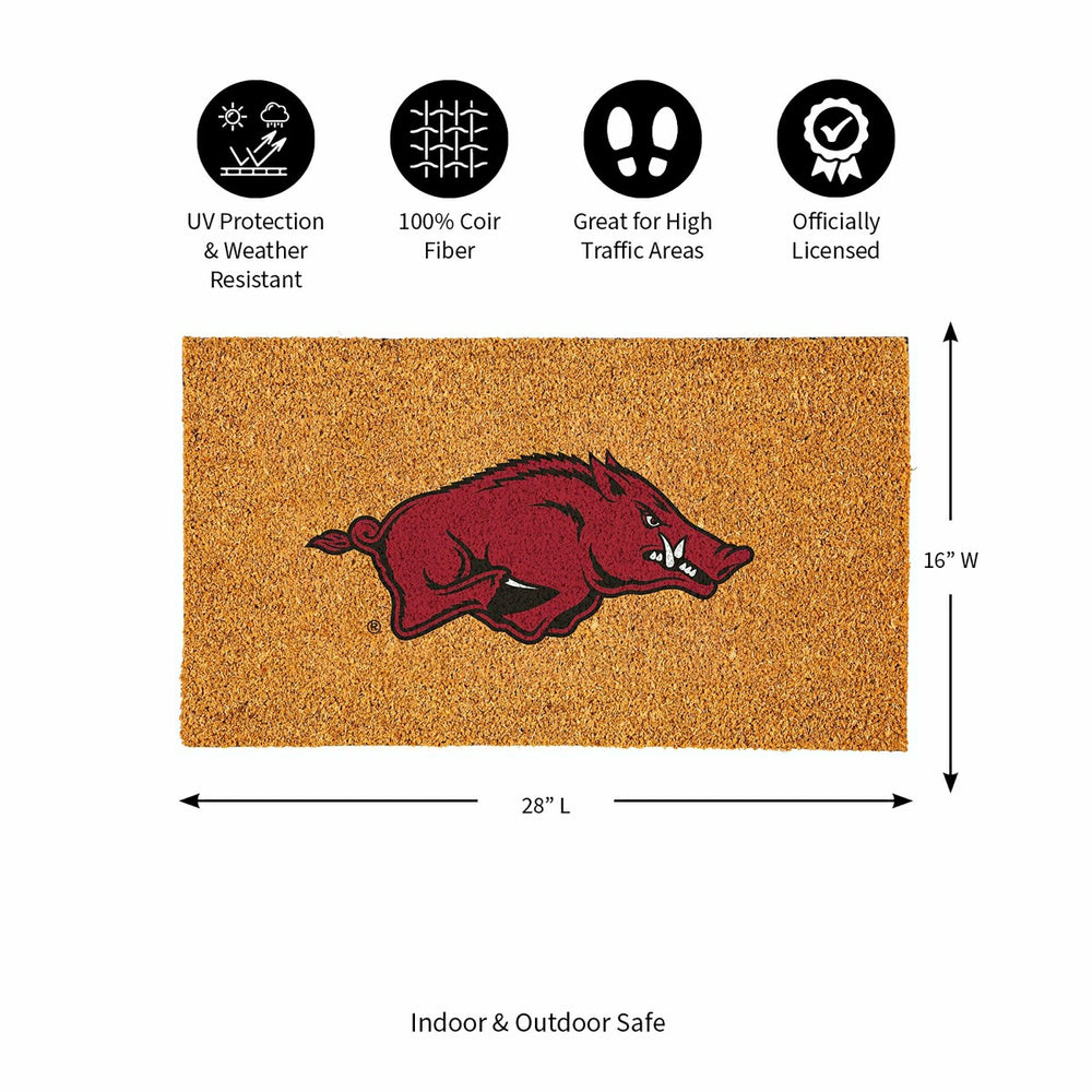 Coir Mat, 16"x28", University of Arkansas, Collegiate