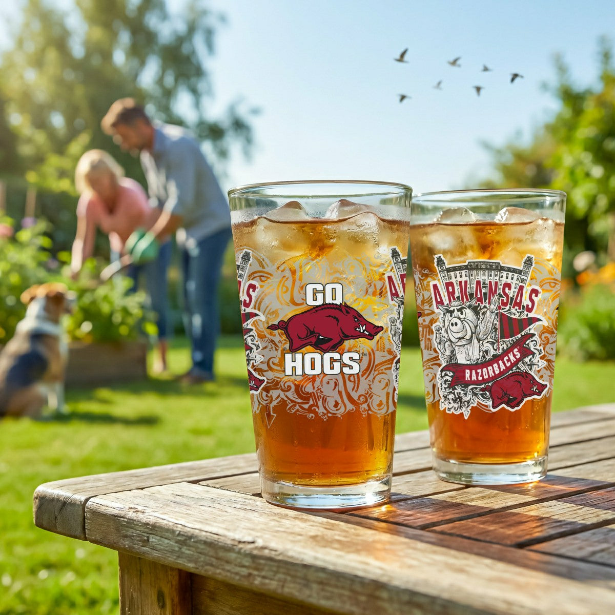 University of Arkansas 16oz Glass pint, Set of 2, Collegiate, Home