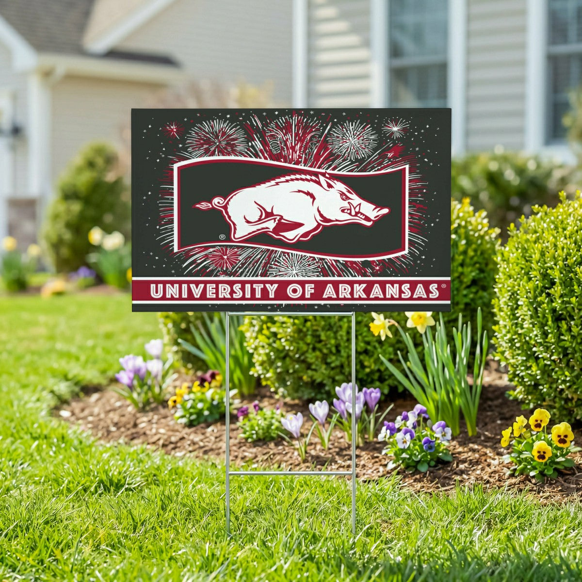 University of Arkansas Yard Sign, Patriotic, Collegiate, Home