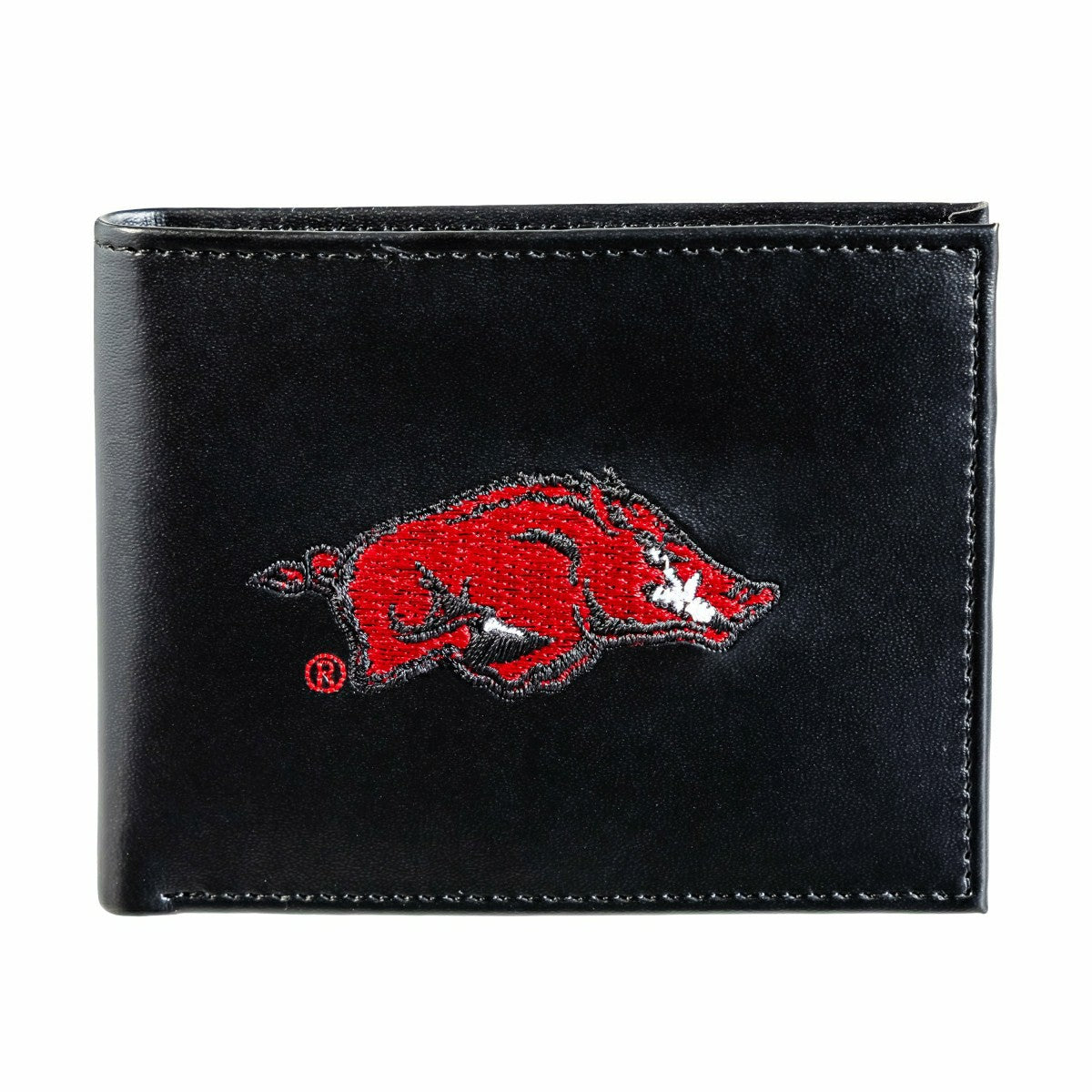 University of Arkansas Black Bi-Fold Embroidered Wallet w/ RFID Blocking, Collegiate, Home