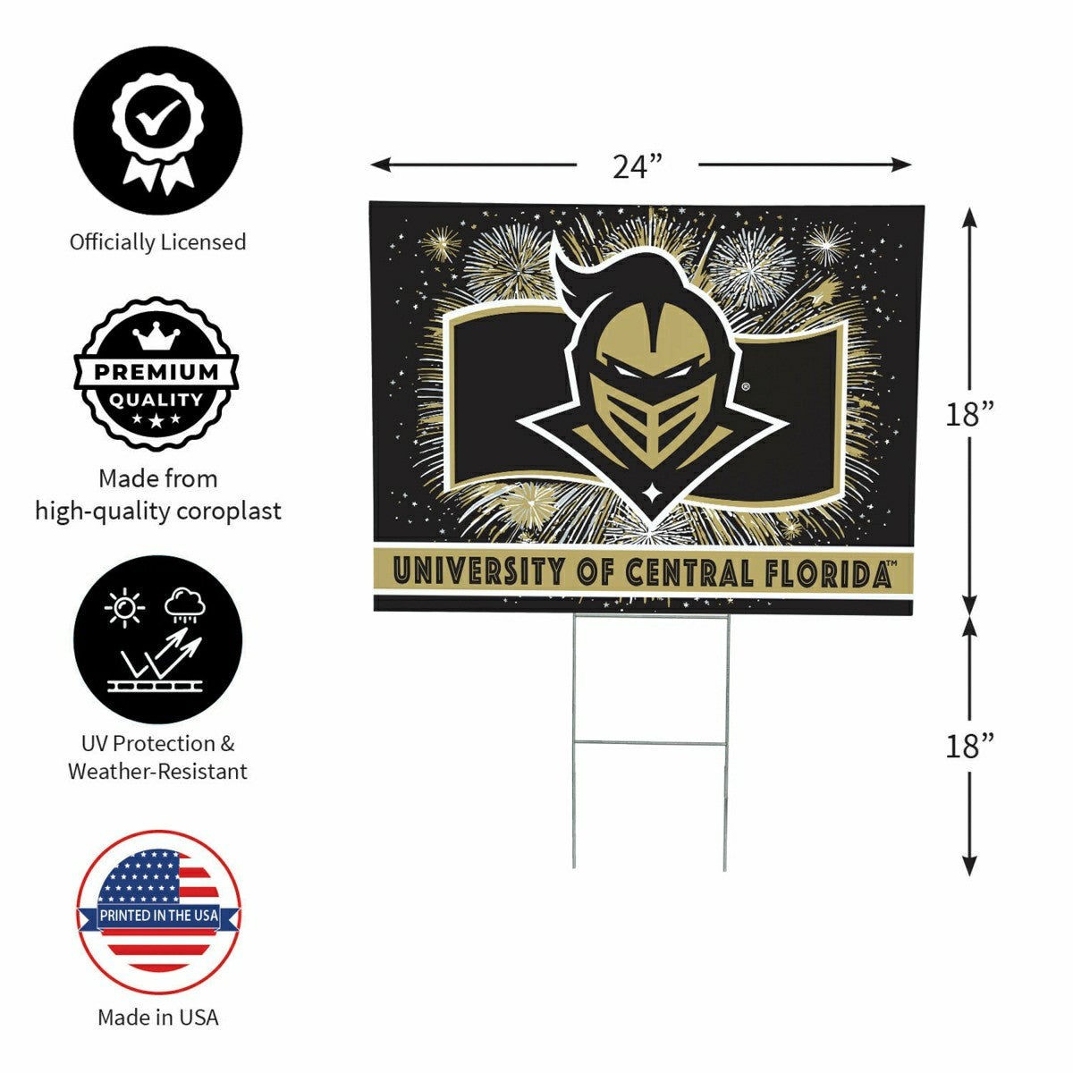 University of Central Florida Yard Sign, Patriotic, Collegiate, Home