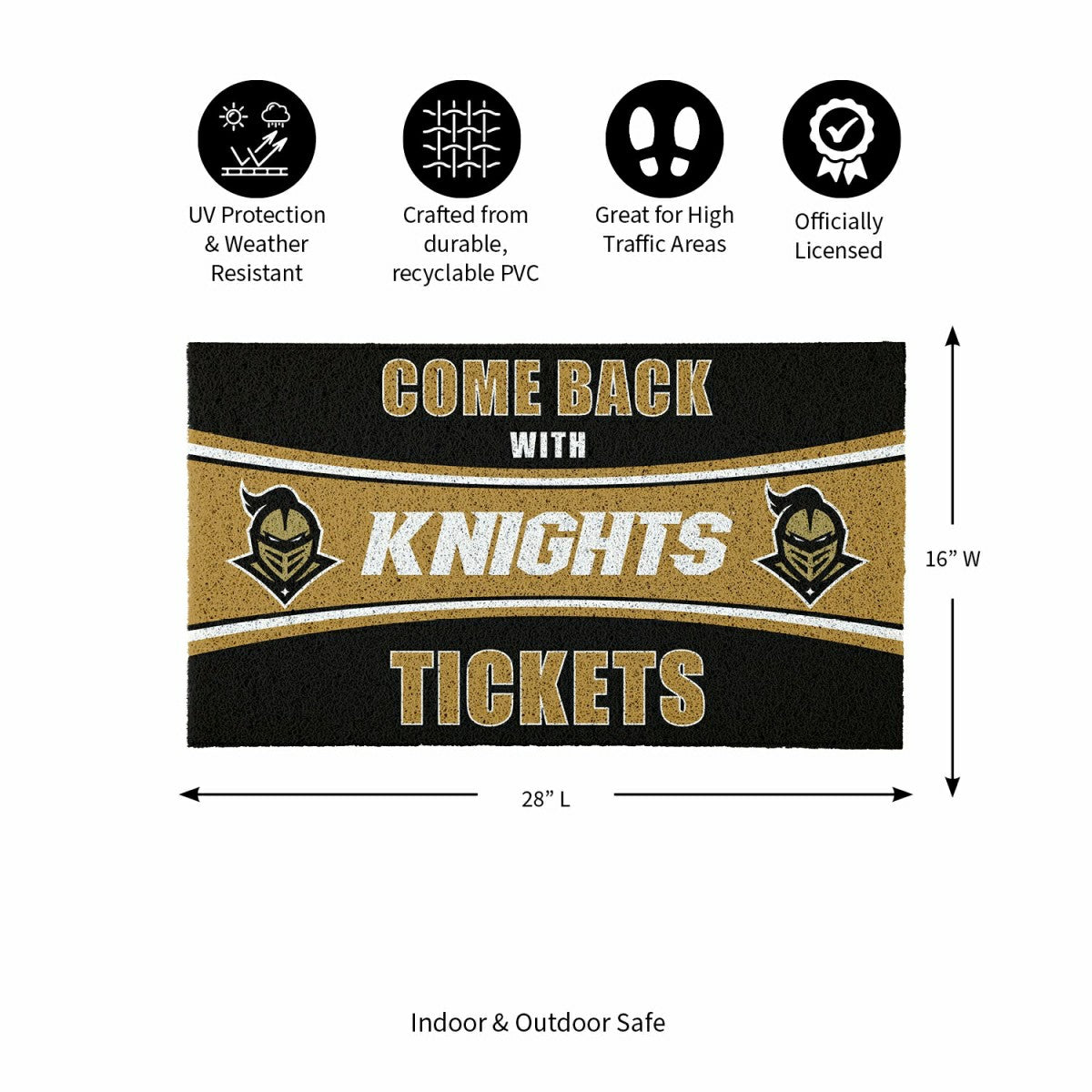 28" x 16" PVC Trapper Mat, Come Back with Tickets, University of Centr, Collegiate