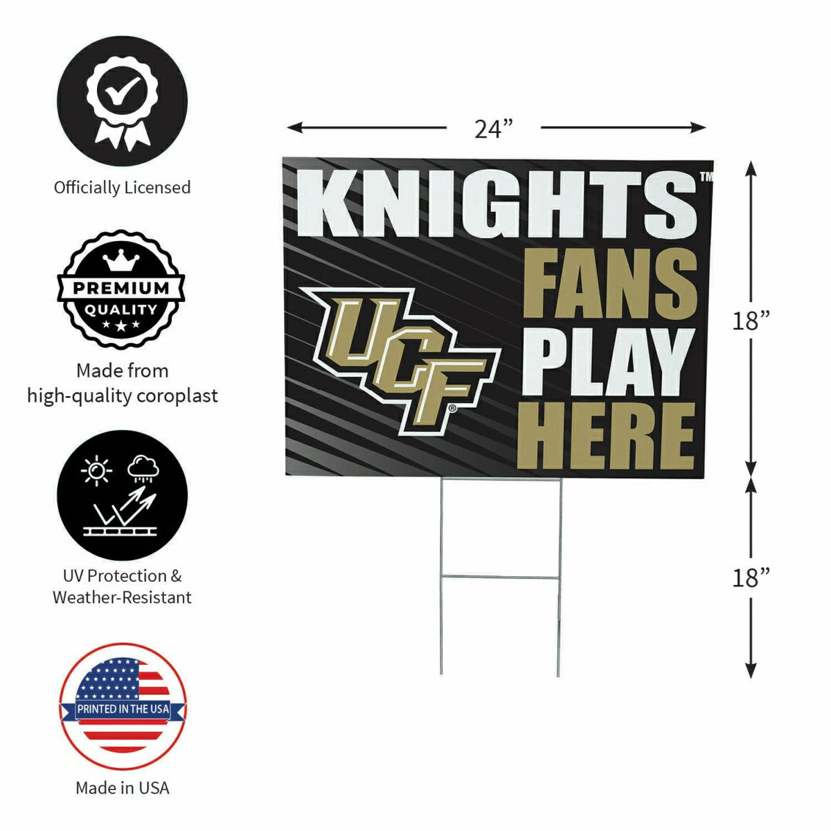 University of Central Florida Coroplast Yard Sign "Fans Play Here", Collegiate, Home