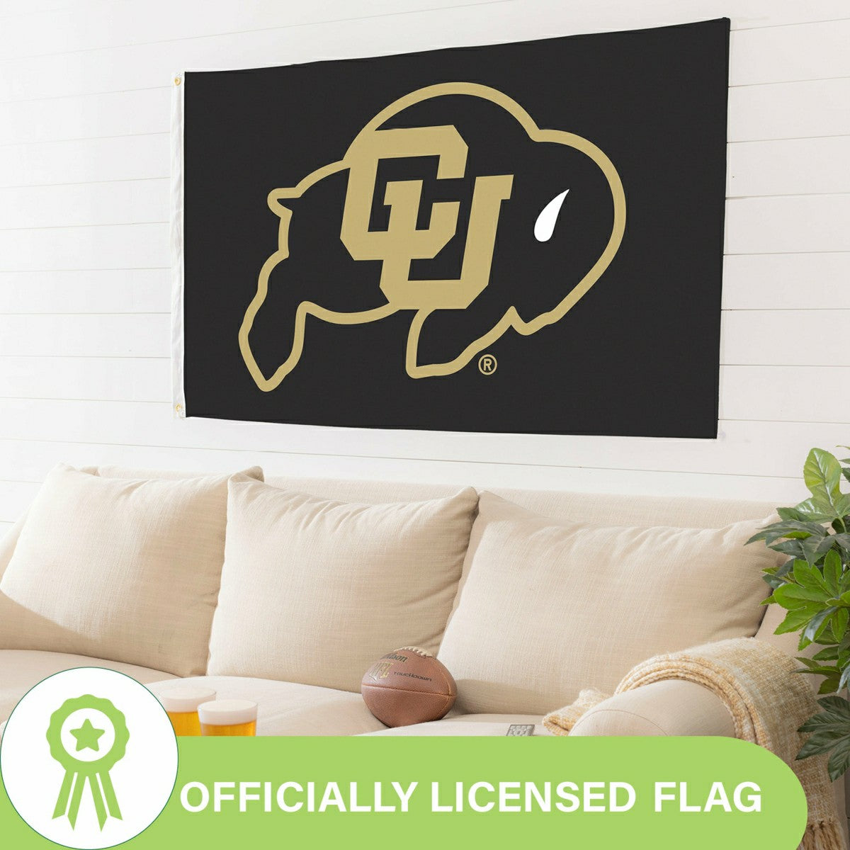 University of Colorado Single Sided Flag w/ 2 Grommets, 3'x5', Collegiate, Home