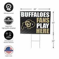 University of Colorado Coroplast Yard Sign "Fans Play Here", Collegiate, Home
