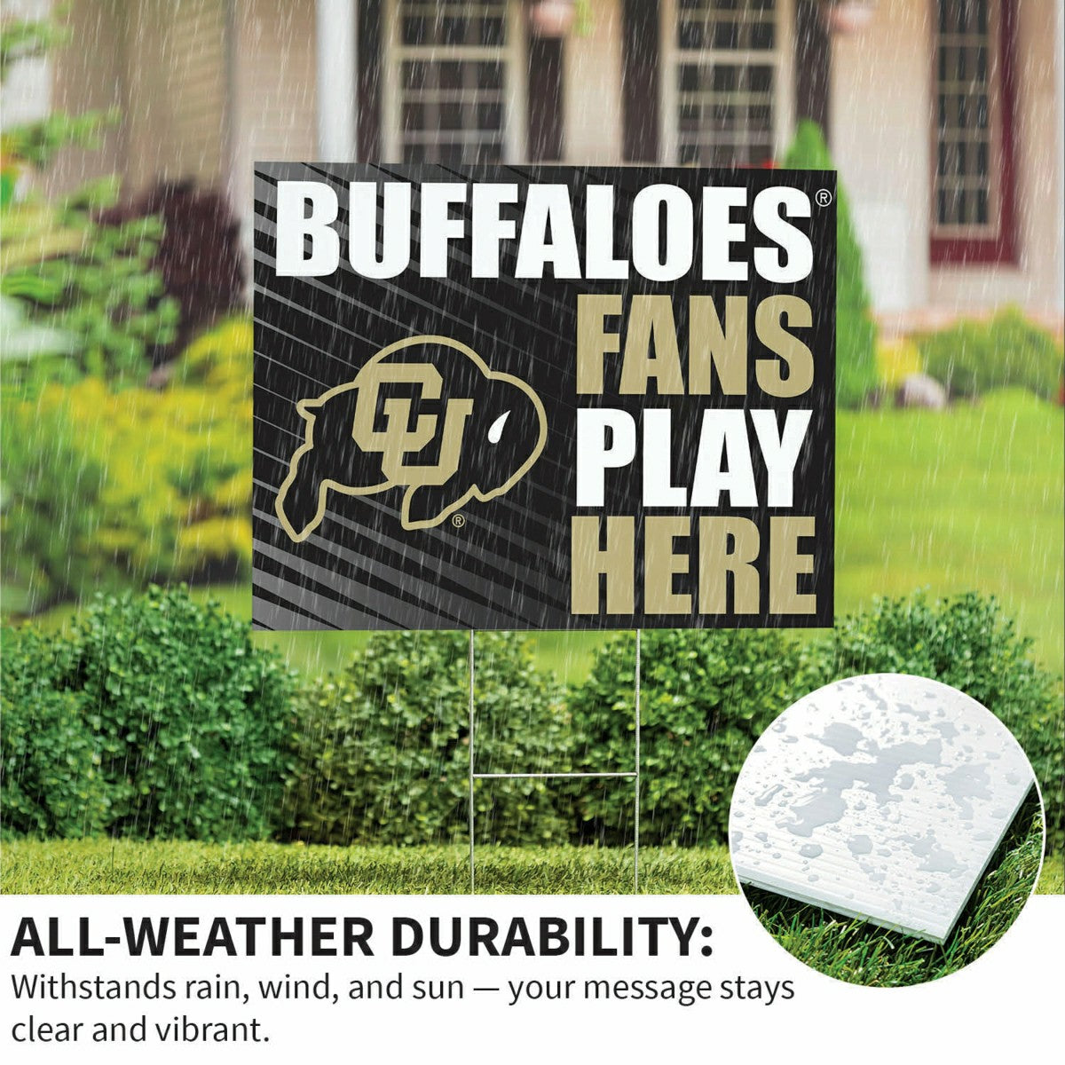 University of Colorado Coroplast Yard Sign "Fans Play Here", Collegiate, Home