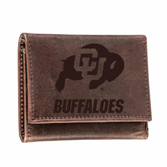 University of Colorado, Tri-Fold Wallet, Brown, CH, 100% Genuine Leath, Collegiate, Home
