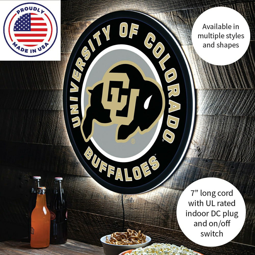 LED Wall Decor, Round, University of Colorado, Collegiate, Home