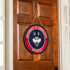 University of Connecticut Round Door Décor with Hanging Rope, 18x18, Collegiate, Home