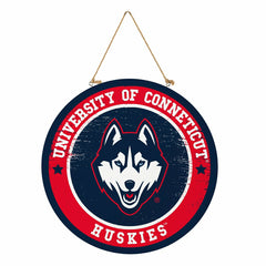 University of Connecticut Round Door Décor with Hanging Rope, 18x18, Collegiate, Home