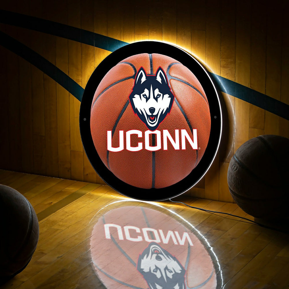 LED Wall Decor, Round, Med, Uconn, Basketball, Collegiate, Home