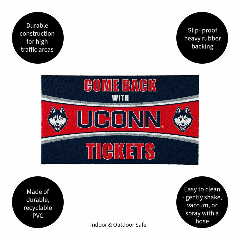 28" x 16" PVC Trapper Mat, Come Back with Tickets, Uconn, Collegiate