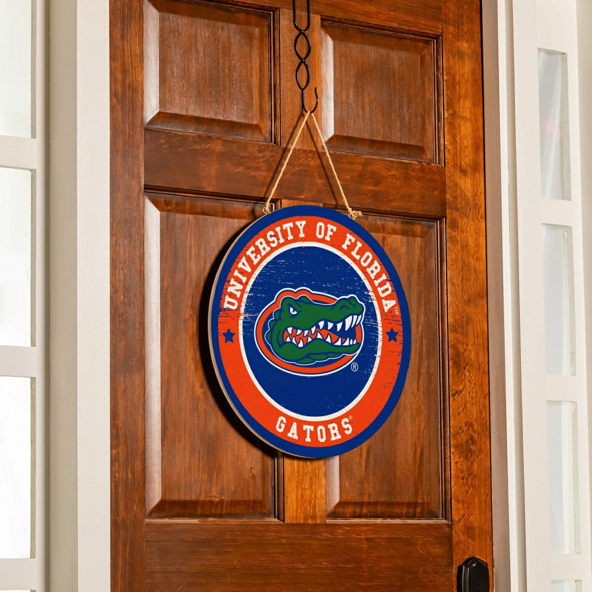 University of Florida Round Door Décor with Hanging Rope, 18x18, Collegiate, Home