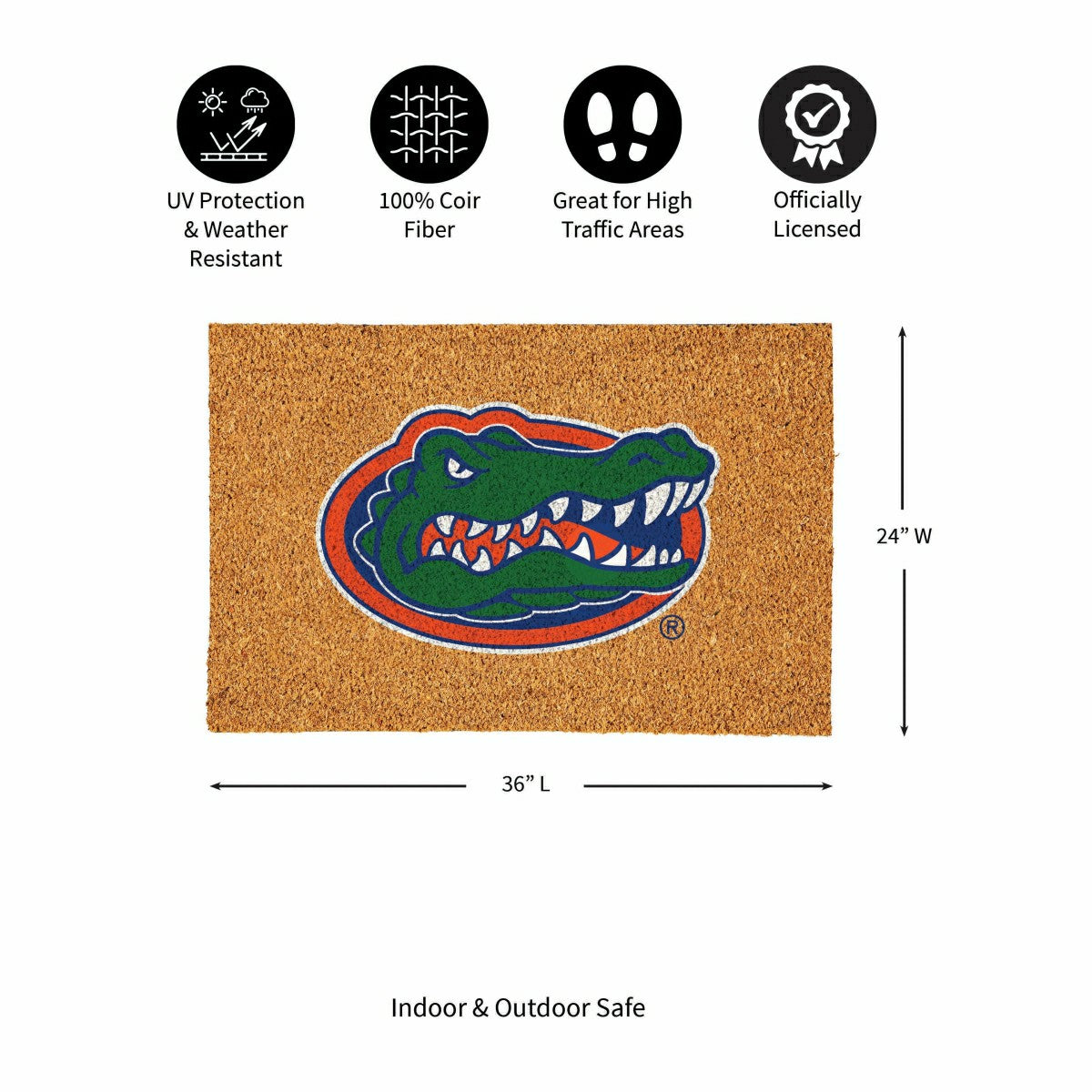 University of Florida Large Full Color Coir Mat, 36"x24", Collegiate