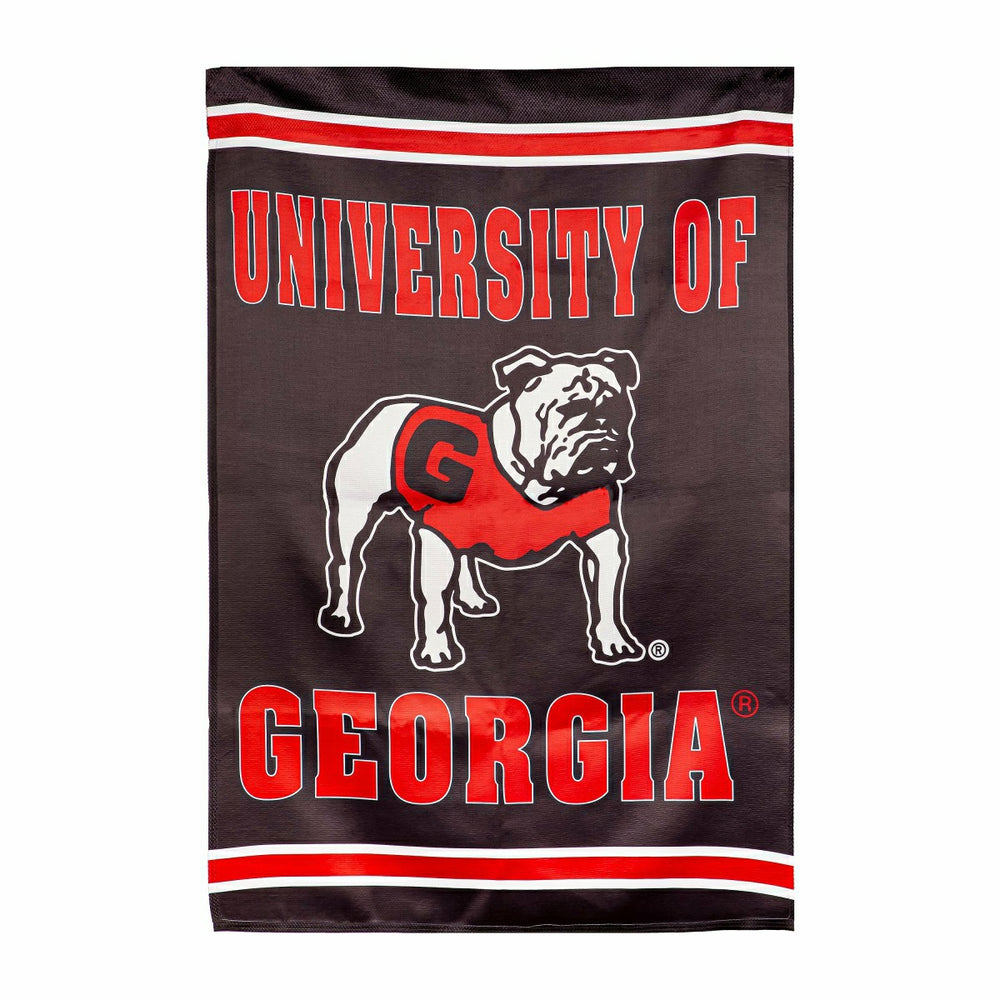 University of Georgia Alternate Bulldog Logo Embossed Suede House Flag, Collegiate, Home
