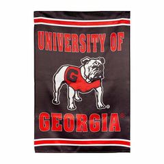 University of Georgia Alternate Bulldog Logo Embossed Suede House Flag, Collegiate, Home