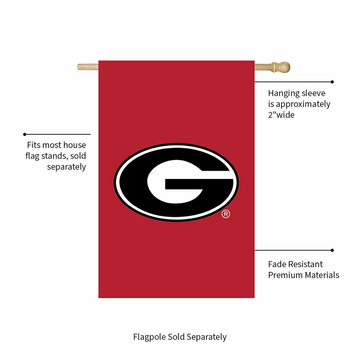 University of Georgia Applique House Flag, Collegiate, Home
