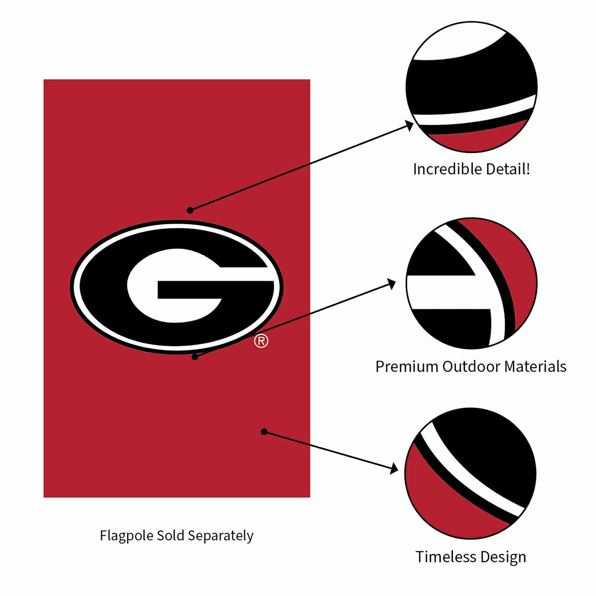 University of Georgia Applique House Flag, Collegiate, Home