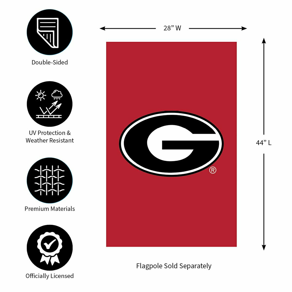 University of Georgia Applique House Flag, Collegiate, Home