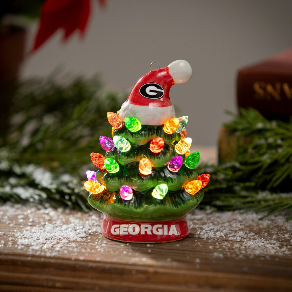4" Mini LED Tabletop Christmas Tree, Set of 2, University of Georgia, Collegiate, Home