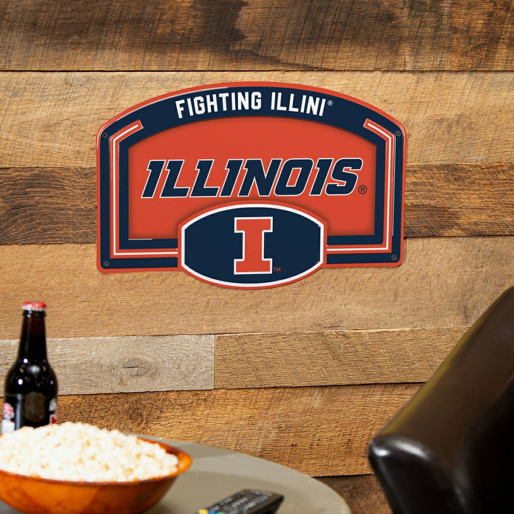 University of Illinois USA Embossed Steel Wall Sign, 11" x 17", Collegiate, Home