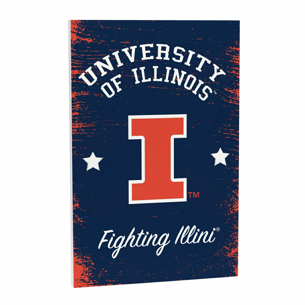 University of Illinois Wood Wall Sign, 16x24, Collegiate, Home