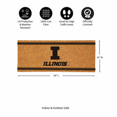 University of Illinois Extra Large One Color Coir Mat, 60"x24", Collegiate
