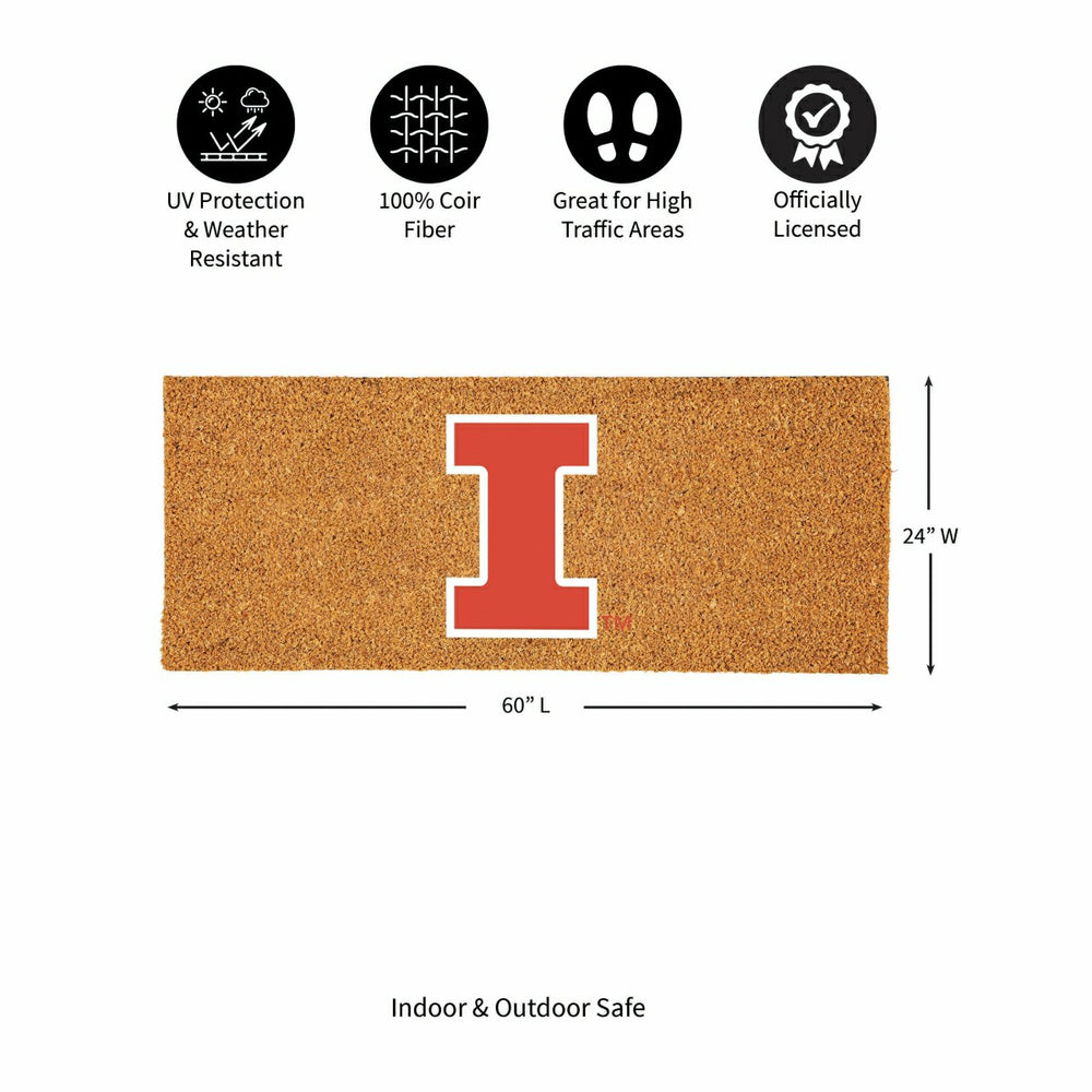 University of Illinois Extra Large Full Color Coir Mat, 60"x24", Collegiate