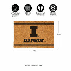 University of Illinois Large One Color Coir Mat, 36"x24", Collegiate