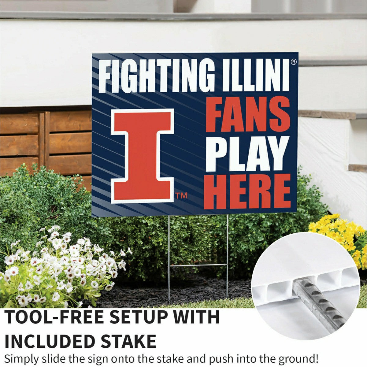 University of Illinois Coroplast Yard Sign "Fans Play Here", Collegiate, Home