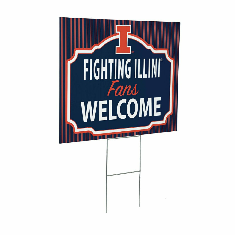 University of Illinois Coroplast Yard Sign, "Fans Welcome", Collegiate, Home