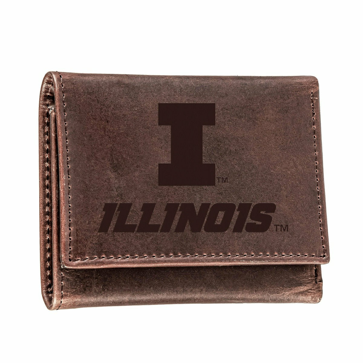 University of Illinois, Tri-Fold Wallet, Brown, CH, 100% Genuine Leath, Collegiate, Home