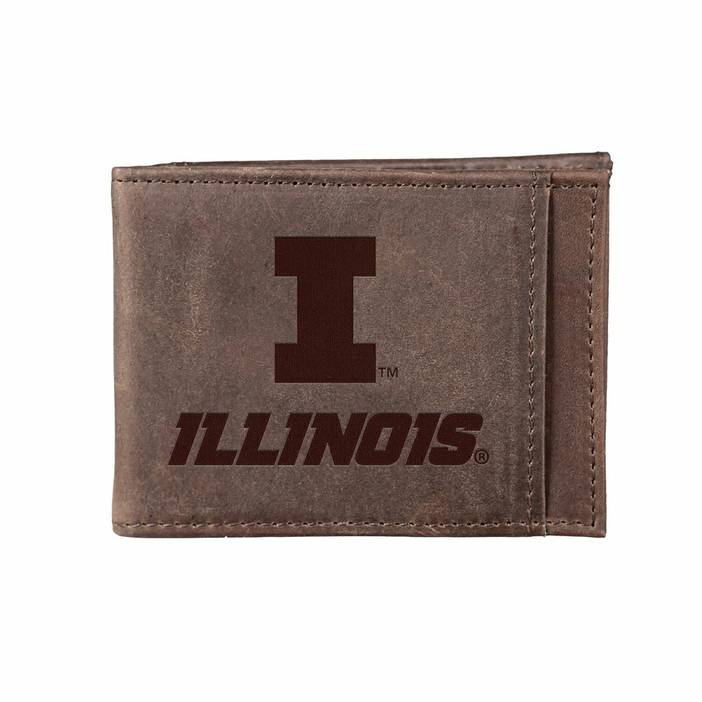 Front Pocket Wallet w/ RFID Blocking, University of Illinois, Brown, Collegiate, Home