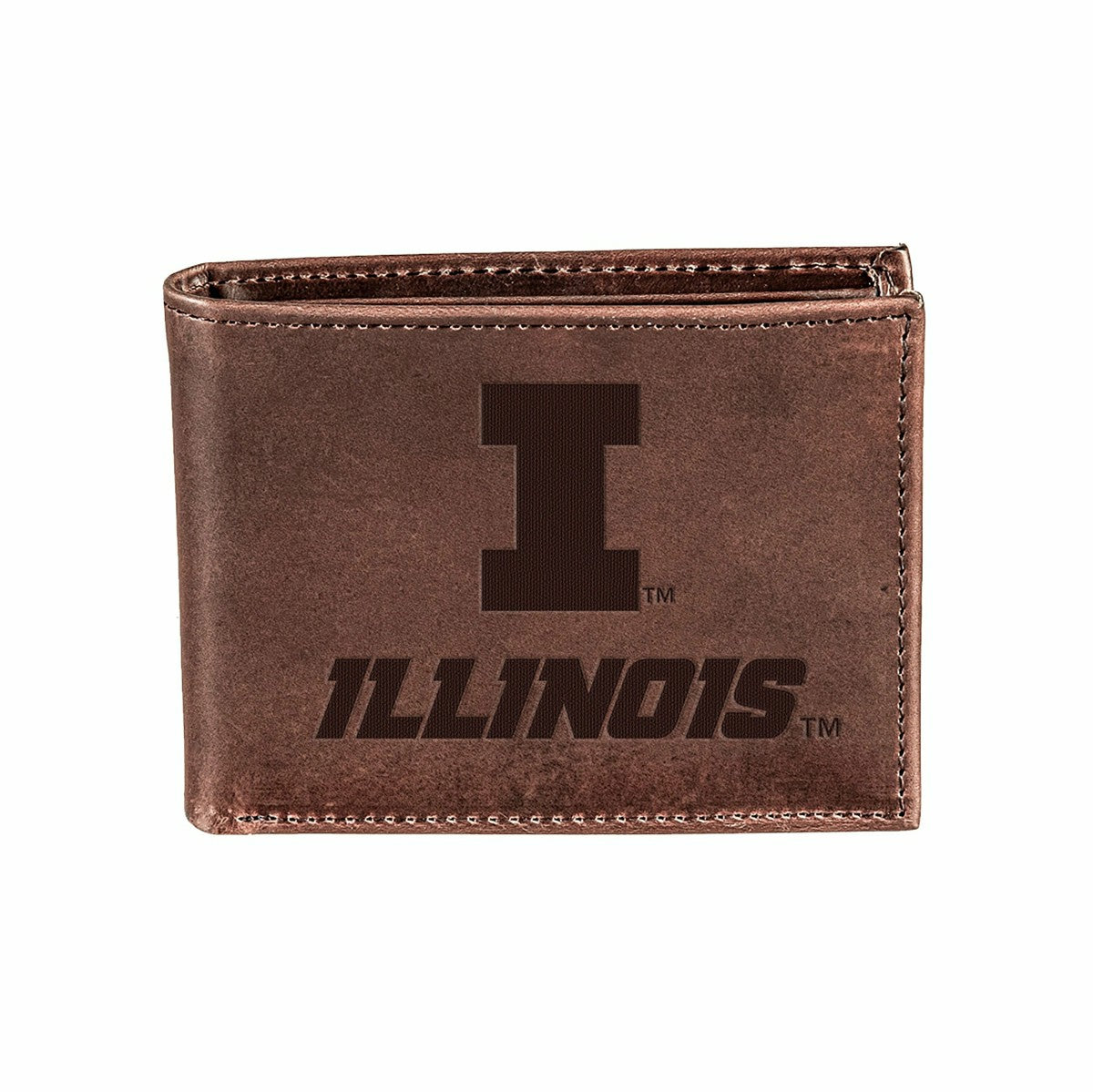 University of Illinois, Bi-Fold Wallet, Brown, CH, 100% Genuine Leathe, Collegiate, Home
