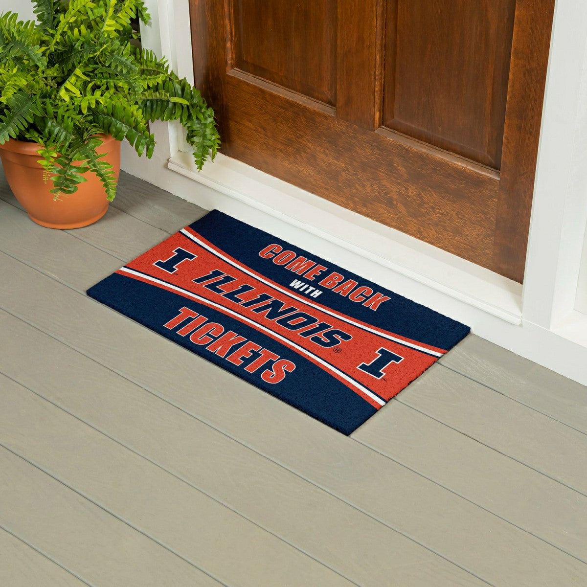 28" x 16" PVC Trapper Mat, Come Back with Tickets, University of Illin, Collegiate