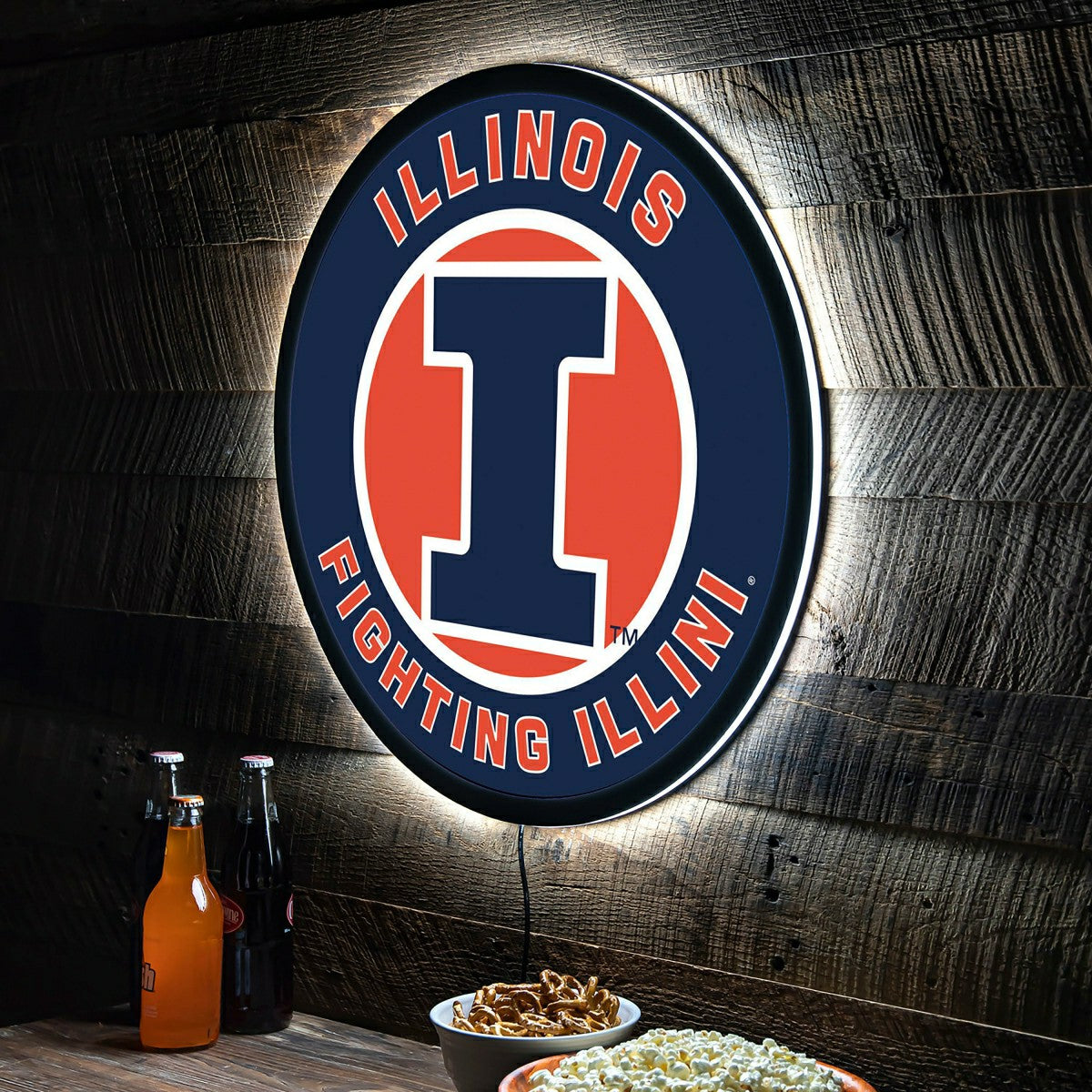 LED Wall Decor, Round, University of Illinois, Collegiate, Home