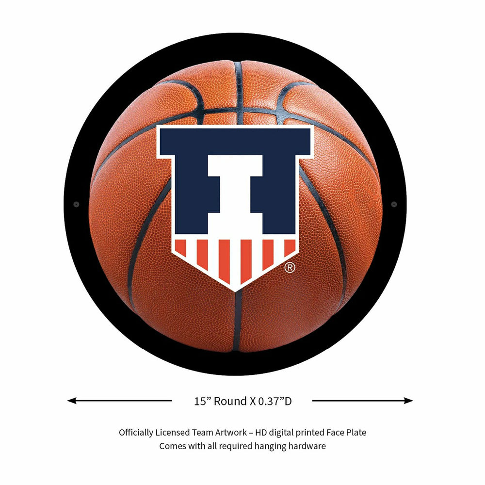 LED Wall Decor, Round, Med, Illinois, Basketball, Collegiate, Home