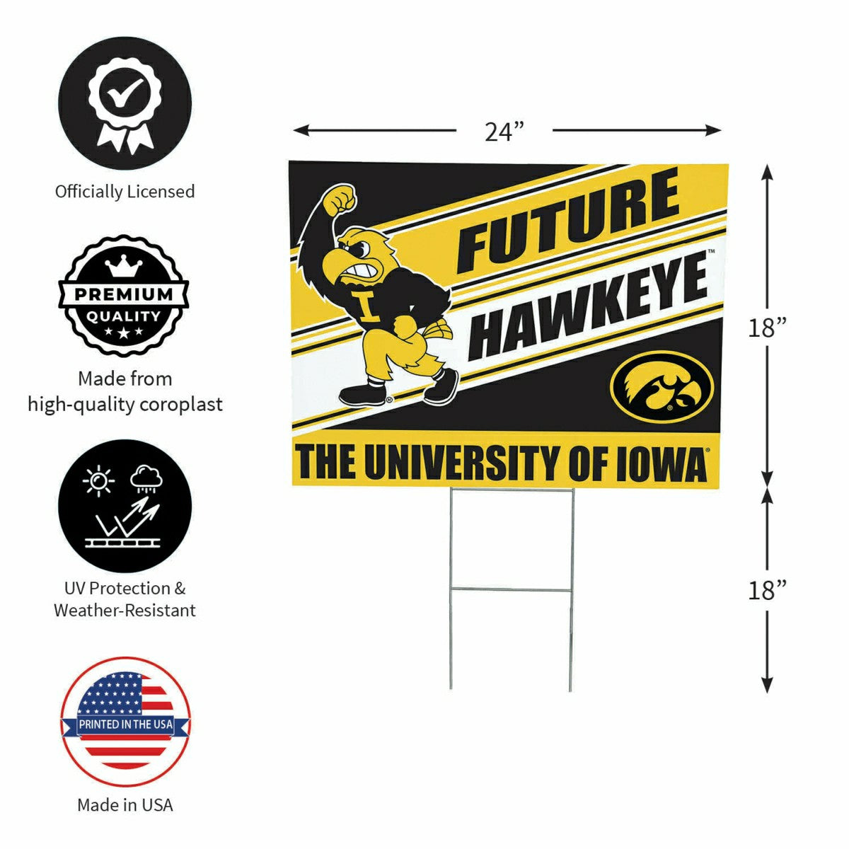 University of Iowa Coroplast Yard Sign, Future Student, Collegiate, Home