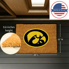 Coir Mat, 16"x28", University of Iowa, Collegiate