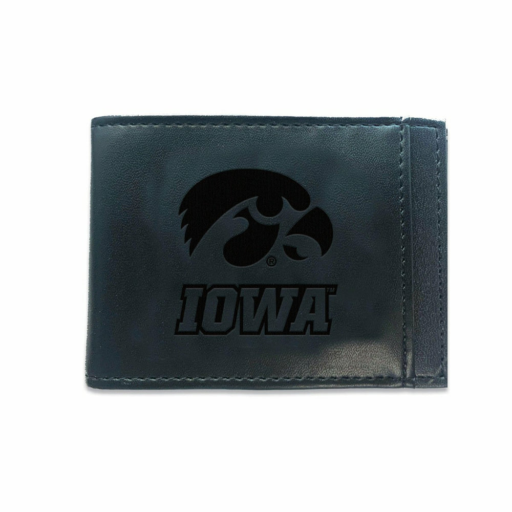 Front Pocket Wallet w/ RFID Blocking, University of Iowa, Black, Collegiate, Home