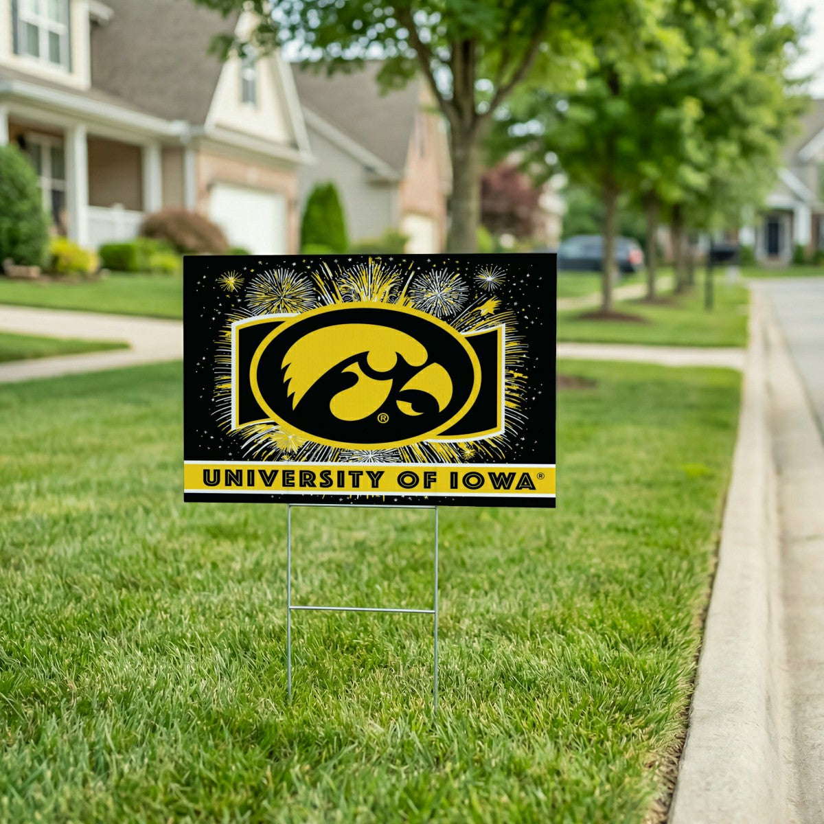 University of Iowa Yard Sign, Patriotic, Collegiate, Home