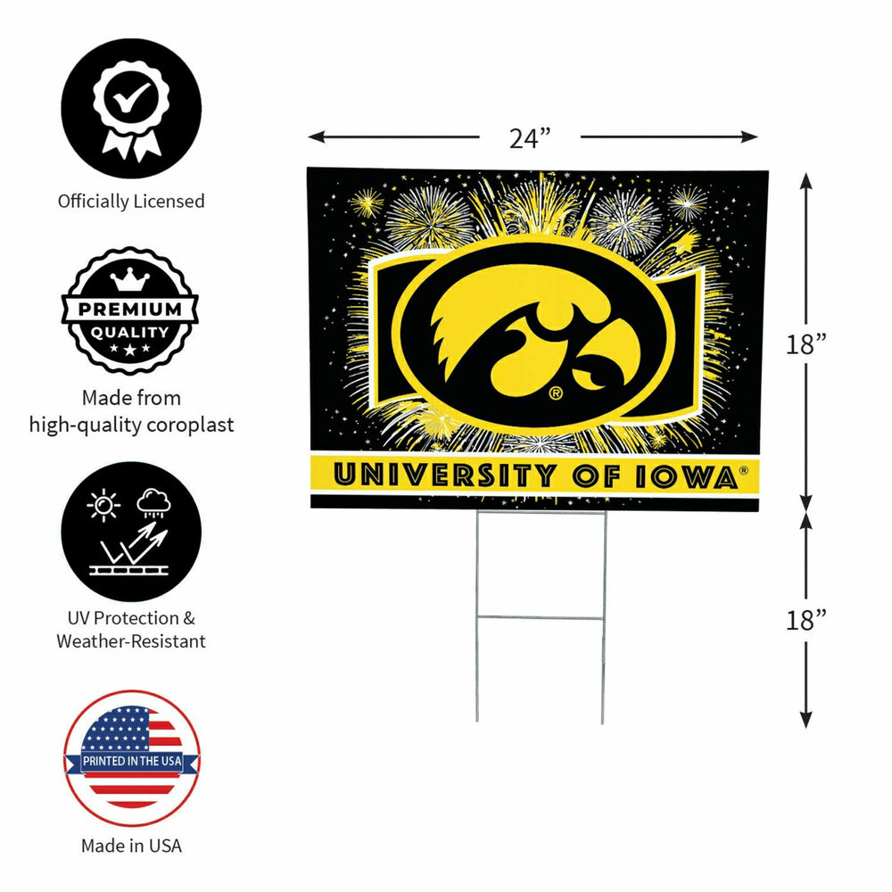 University of Iowa Yard Sign, Patriotic, Collegiate, Home