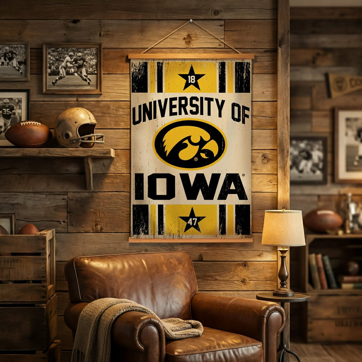 University of Iowa, Canvas Wall Tapestry, Medium, 36x24, Collegiate, Home