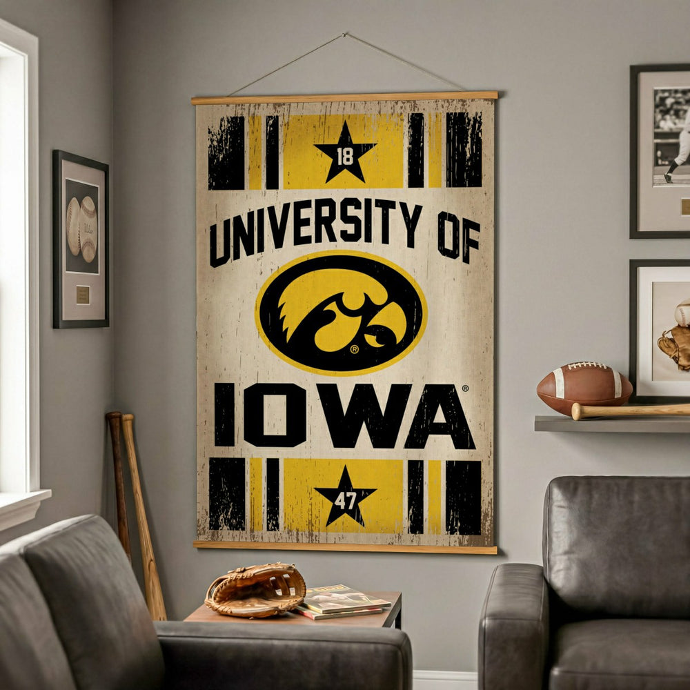 University of Iowa, Canvas Wall Tapestry, Large, 54x36, Collegiate, Home