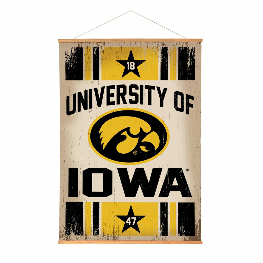 University of Iowa, Canvas Wall Tapestry, Large, 54x36, Collegiate, Home