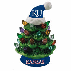 4" Mini LED Tabletop Christmas Tree, Set of 2, University of Kansas, Collegiate, Home
